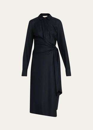 Lafayette 148 New York Wool Wrap Midi Shirtdress