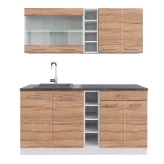 Vicco Cocina Vers&aacute;til R-line, Sonoma/blanco, 160 Cm, Et Antracita