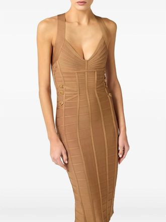 Elisabetta Franchi Ribbed Knit Dress - Brown