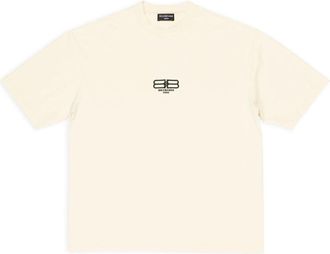 Balenciaga BB Paris Icon T-Shirt Medium Fit Light Beige Black 612966TMVG79069