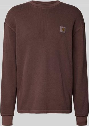 Carhartt Work in Progress Longsleeve mit Strukturmuster und Rundhalsausschnitt in Dunkelrot, Größe XXL