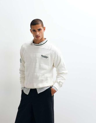 Polo Ralph Lauren Wimbledon Capsule - Felpa bianca a coste con scritta sul petto-Bianco