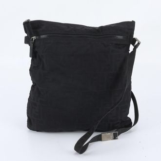 Fendi Black Leather Nylon Handbag Shoulder Bag Tote Bag (Pre-Owned)