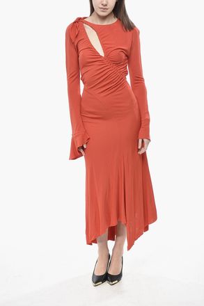 Victoria Beckham Long Viscose Dress With Cut-Out Victoria Beckham