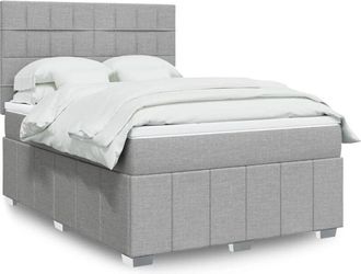 vidaXL Vidaxl - Cama Box Spring Con Colch&oacute;n Tela Gris Claro 140x200 Cm