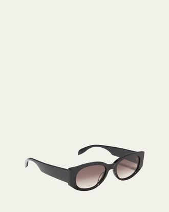 Alexander McQueen Logo Rectangle Acetate Sunglasses