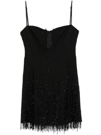 Nissa fringe-detail mini dress - women - Wool - 40 - Black