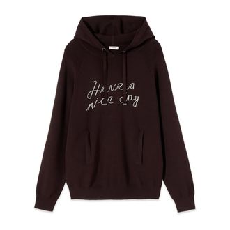 Oltre Hooded sweater met juwelborduurwerk - Dames - Sweatshirts & Hoodies - Bruin - Maat: M Nylon