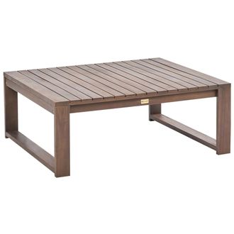 Beliani Mesa De Centro De Madera De Acacia Certificada Oscura 90 X 75 Cm Jard&iacute;n Balc&oacute;n Timor Ii
