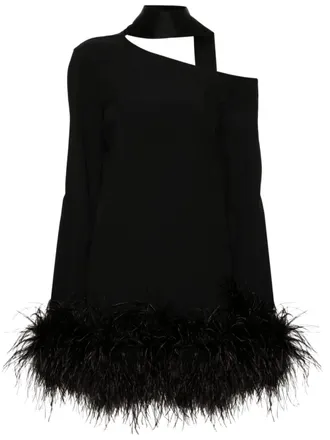 Taller Marmo Adige feather-trim minidress - women - Acetate/Ostrich Feather/Viscose - 48 - Black