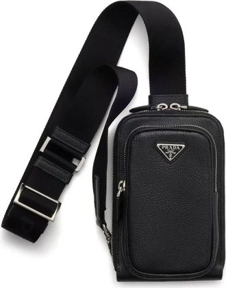 Prada Triangle-Logo Phone Pouch - Unisex - Calf Leather/Enamel/Metal