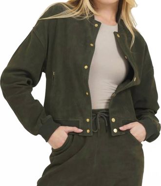 Jakett Shai Suede Bomber Jacket In Dark Olive