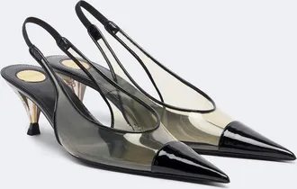 Saint Laurent Fanny leather-trimmed slingback pumps