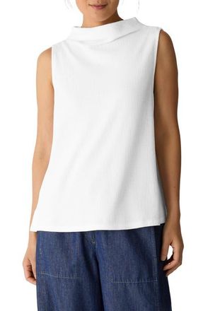 Eileen Fisher Funnel Neck Sleeveless Top in White at Nordstrom, Size Small