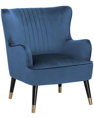 Beliani Sill&oacute;n orejero terciopelo azul oscuro
