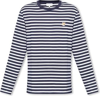 Maison Kitsun&eacute; Fox Head Patch Marin T-Shirt - Heren - Longsleeves - Veelkleurig - XL - Katoen - Tops