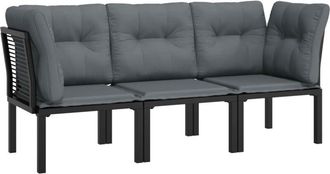 vidaXL Juego De Muebles Jard&iacute;n 3 Pzas Rat&aacute;n Sint&eacute;tico Negro Y Gris Vidaxl