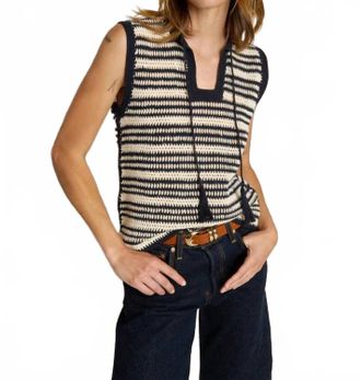 Nation Ltd Priscilla Tank In Crochet Seascape Stripe
