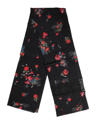 Dolce & Gabbana Floral Print Silk-Blend Scarf - Black