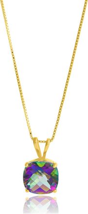MAX + STONE 925 Sterling Silver or 14k Gold 8mm Cushion Cut Gemstone Pendent Necklace