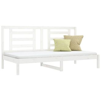 vidaXL Sof&aacute; Cama Sin Colch&oacute;n Madera Maciza De Pino Blanco 90x200 Cm Vidaxl