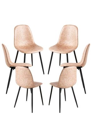 Regalos Miguel Regalos Miguel - Packs Sillas Comedor - Pack 6 Sillas Black Teok Polipiel - Beige Vintage Teok