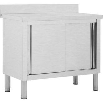 vidaXL Vidaxl - Banco da Lavoro con Ante Scorrevoli 100x50x(95-97)cm in Acciaio