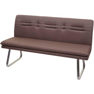 Hhg Panca imbottita soggiorno da interni sala da pranzo HHG 911 tessuto acciaio inox marrone 160cm