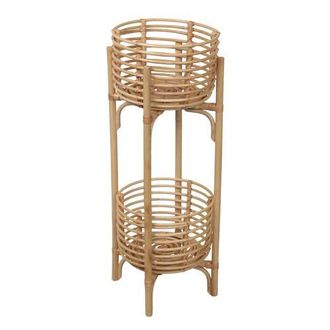 Jonathan Y Designs Zachariah 33.5 Bohemian Minimalist Handmade 2-Tier Rattan Indoor Planter Stand in Natural at Nordstrom