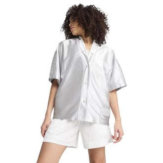 Puma Overshirt voor dames met print en een relaxte pasvorm (Vorstgrijs)