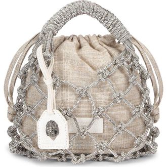 Kurt Geiger Small Crystal Macram&eacute; Bag in Open Grey at Nordstrom