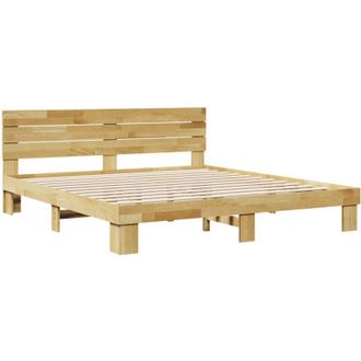 vidaXL Vidaxl - Bed Frame with Headboard without Mattress 180x200 cm Solid Wood Oak