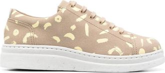 Camper abstract-pattern lace-up sneakers - women - Leather - 37 - Neutrals