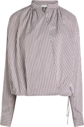 Dries Van Noten Cenver Striped Cotton-blend Wrap Blouse - Brown - 34 (UK6 / XS)