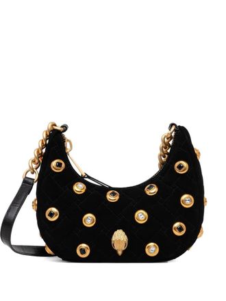Kurt Geiger quilted studded shoulder bag - women - Suede/Leather/Polyester - One Size - Black