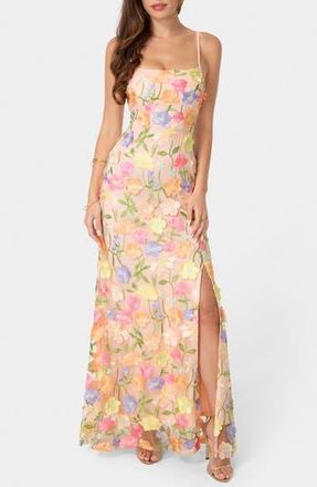 Bebe Floral Embroidered Gown in Multi at Nordstrom Rack, Size Large