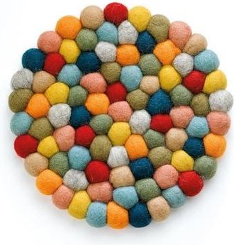 cilio Fair Trade Virgin Sheep Wool Trivet, Handcrafted in Nepal, 8.5-Inch Round in Multicolor at Nordstrom