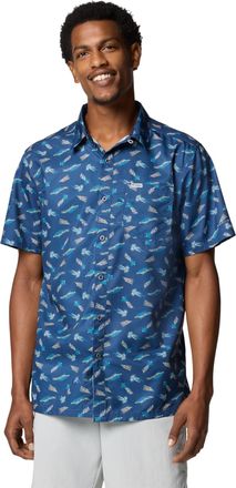 Columbia Mens Super Slack Tide Camp Shirt, Carbon Fly Pride, Large