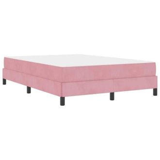 vidaXL Box Spring Bed with Mattress Pink 140 x 190 cm Fabric vidaXL