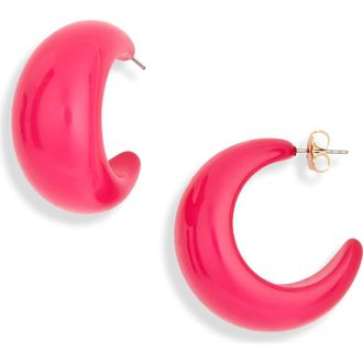 Leith Puffy Resin Hoop Earrings in Raspberry at Nordstrom Rack