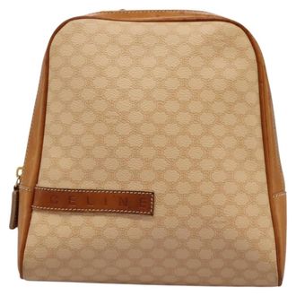 Celine Vintage Macadam Backpack Canvas And Leather Beige Canvas Backpack Bag (Pre-Owned)