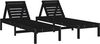 vidaXL Vidaxl - Tumbonas 2 unidades madera maciza de pino negro 199,5x60x74 cm