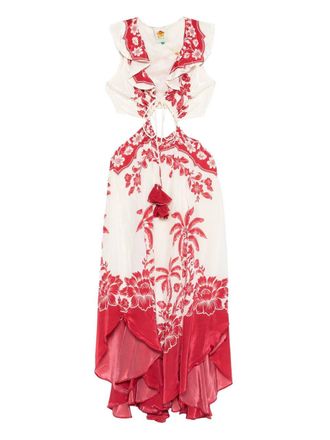 Farm Rio Guanacaste Sand Cut Out Sleeveless Midi Dress