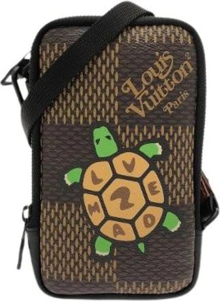Louis Vuitton Pre-owned Damier Giant Double Phone Pouch Schoudertas - Dames - Vintage Mini Tas - Bruin - ONE Size - Vintage