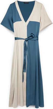 Fiorella Rubino Stretch Satin Jurk met Riem - Dames - Casual kleedjes - Blauw - 5XL - Satijn - Kleedjes