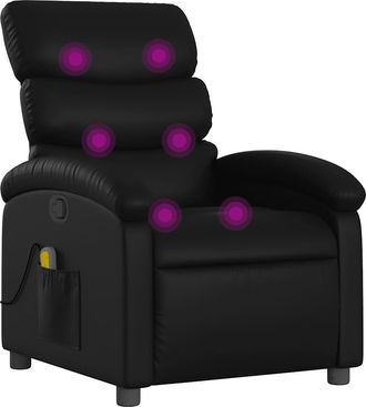 vidaXL Sill&oacute;n De Masaje Reclinable Cuero Sint&eacute;tico Negro Vidaxl