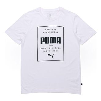 Puma Casual Sports Alphabet Printing Round Neck Breathable Short Sleeve White 844612-02