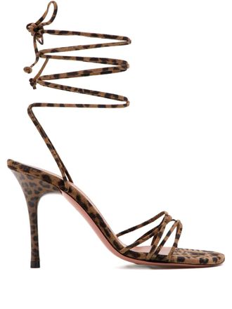 Amina Muaddi Lori sandalen met luipaardprint - Bruin