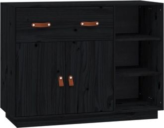 vidaXL Sideboard Black 98.5x40x75 cm Solid Wood Pine Vidaxl