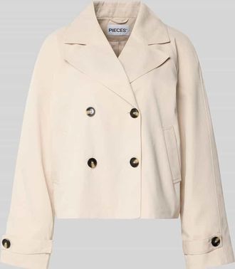 Pieces Regular Fit Trenchcoat mit breitem Reverskragen Modell SCARLETT in Ecru, Gr&ouml;&szlig;e XL